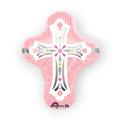 Picture of BLESSINGS PINK CROSS SUPERSHAPE FOIL BALLOON 28 INCH